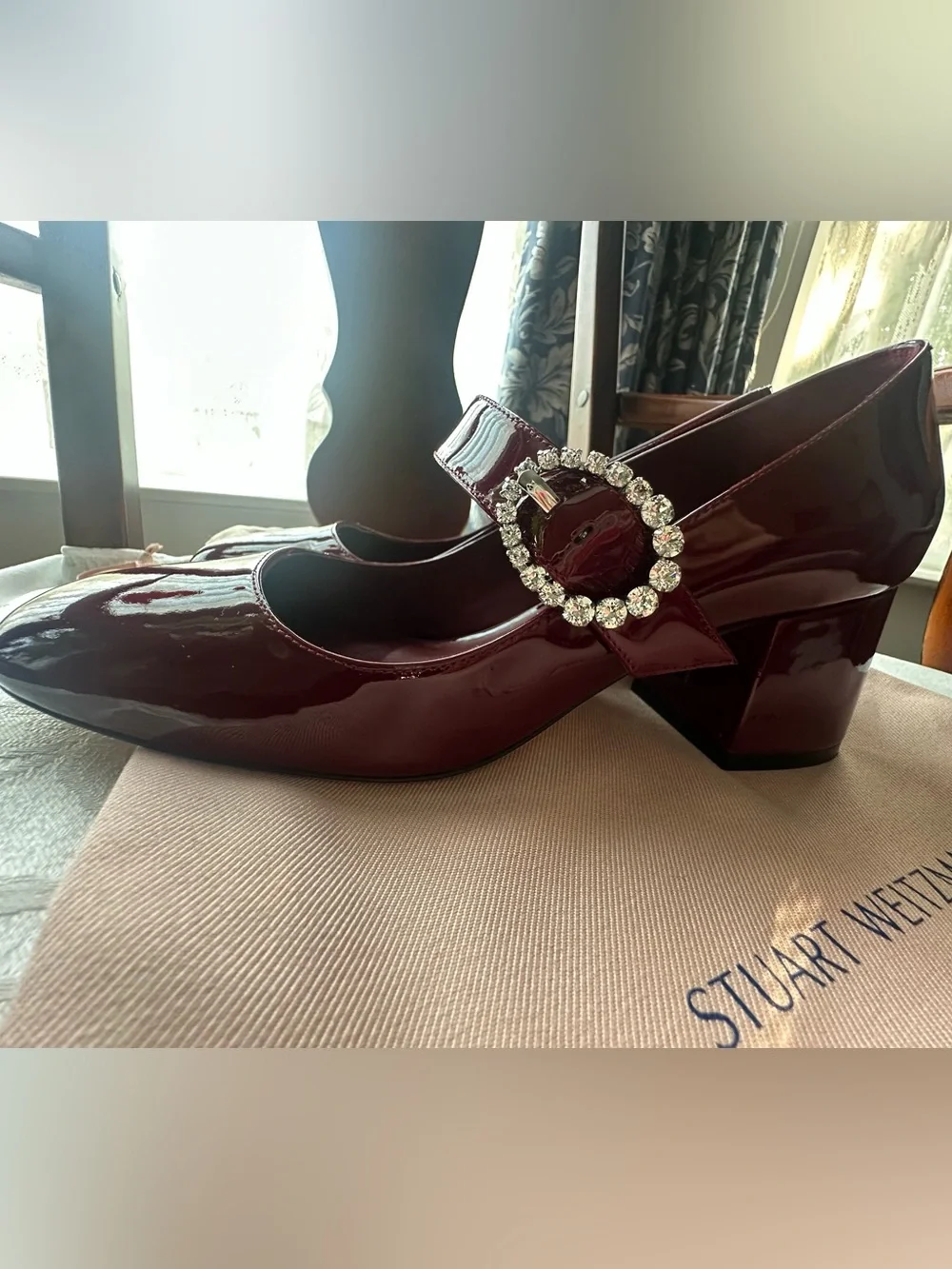 Stuart Weitzman Red Patent Leather Sloan 60 Mary Jane Heels